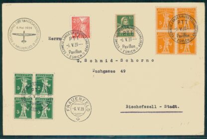 SWITZERLAND NAT. EXPO 1939 FLIGHT WITH RARE BLOCK OF 4