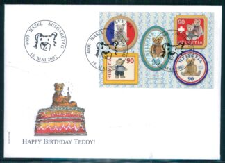 SWITZERLAND TEDDY BEARS SET 2002 ON CACHETED FDC
