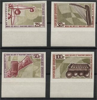 GABON, MUSIC INSTRUMENTS FULL SET FROM 1969, IMPERFORATED MNH