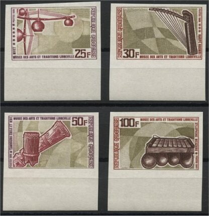 GABON, MUSIC INSTRUMENTS FULL SET FROM 1969, IMPERFORATED MNH