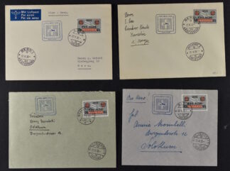 SWITZERLAND, PRO AERO 1938, 4 ENVELOPES all different stages