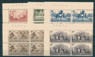 LIECHTENSTEIN, 600th Anniversary of Independence from Montfort 1942, BLOCKS OF 4, MNH