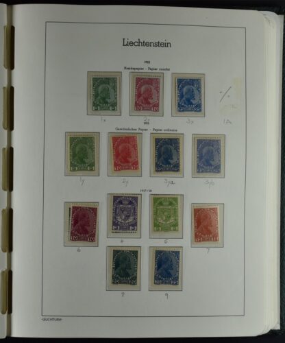 LIECHTENSTEIN EXCELLENT COLLECTION 1912/2000 TWO LIGHTHOUSE ALBUMS /<i>LIECHTENSTEIN – AUSGEZEICHNETE SAMMLUNG 1912/2000 IN ZWEI LEUCHTTURM-ALBEN ungebraucht oder postfrisch</i>