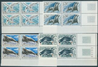 FRENCH SOUTHERN AND ANTARCTIC TERRITORIES, ANIMALS, BLOCKS OF 4 NH / <i>Französische Süd- und Antarktisgebiete – Tiere, Viererblocks, postfrisch</i>