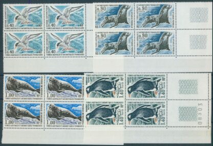 FRENCH SOUTHERN AND ANTARCTIC TERRITORIES, ANIMALS, BLOCKS OF 4 NH / <i>Französische Süd- und Antarktisgebiete – Tiere, Viererblocks, postfrisch</i>