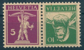 SWITZERLAND, TETE BECHE 5 c red-lilac + 10 c. green NH
