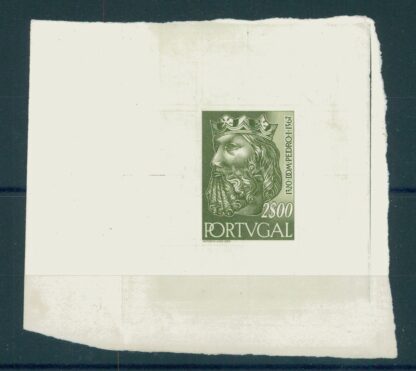 PORTUGAL,  Die Proof for Dynasty series: Pedro I 2 escudo olive-green / <i>PORTUGAL, Probedruck zur Dynastie-Serie: Pedro I, Wert zu 2 Escudos olivgrün</i>