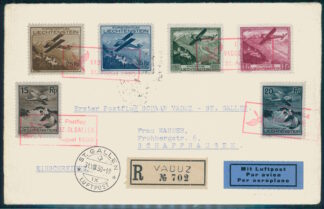 LIECHTENSTEIN, ARPOST 1930 FULL SET ON COVER / <i>LIECHTENSTEIN – FLUGPOST 1930, KOMPLETTSATZ AUF BRIEF</i>