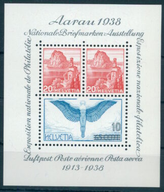 SWITZERLAND, SOUVENIR SHEET PRO JUVENTUTE 1938, NEVER HINGED / <i>Schweiz – Block Aarau 1938, postfrisch</i>