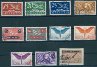 SWITZERLAND, Airpost 1923–40, used set, SBK  / <i>SCHWEIZ, FLUGPOST 1923-40, GESTEMPELTES SATZ</i>