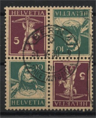 SWITZERLAND, SE-ENANT 5+10 CENTIMES Tell Boy and Tell Father, IN PAIR, USED!