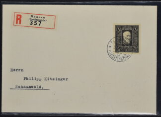 LIECHTENSTEIN, 3 FRANCS FRANCIS I MOURNING, FINE AND RARE FDC <i>Liechtenstein, 3 Franken Franz I. Trauerausgabe, schöner und seltener Ersttagsbrief.<i>