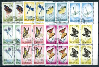 ALBANIA, BUTTERFLIES 1966, VFU SET BLOCKS OF 4 / <i>ALBANIEN, SCHMETTERLINGE 1966, sehr schön gestempelter Satz in Viererblocks</i>