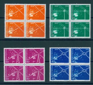 SWITZERLAND, TELECOMMUNICATION 1952 FULL SET IN BLOCKS OF4, MNH