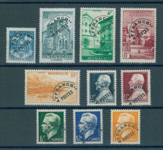 MONACO, RARE COMPLETE SET PRECANCEL 1943/51 STAMPS NEVER HINGED! / <i>Monaco, seltene komplette Serie Vorausentwertungen 1943/51, postfrisch!</i>