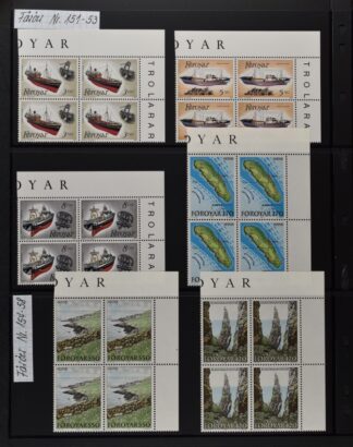 Faroes, outstanding collection of blocks of four. / <i>Färöer Inseln, super Sammlung von Viererblocks.</i>