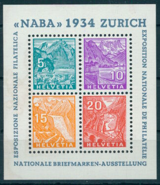 SWITZERLAND, SOUVENIR SHEET NABA ZURICH 1934, NEVER HINGED