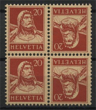 SWITZERLAND TETE BECHE STAMP TELL 20 Cts MNH in Pair