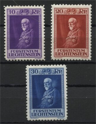 LIECHTENSTEIN,  80 Anniv. Of Prince Francis LIGHT HINGED SET