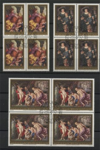 LIECHTENSTEIN, RUBENS 1976 USED, BLOCKS OF 4 (FD)
