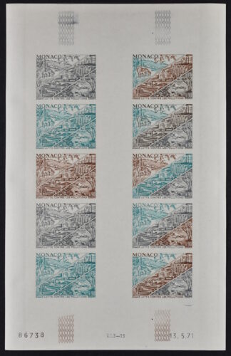 MONACO STRUGGLE AGAINST POLUTION, 0.90 c. 1971, FULL SHEET IMPERF COLOR PROOFS