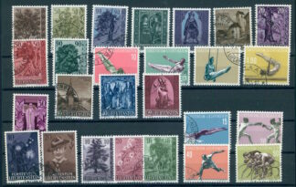 LIECHTENSTEIN, GROUP 1957-59 USED, 9 COMPLETE ISSUES