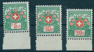 SWITZERLAND, FRANCHISE RARE SET 1927 WITHOUT NUMBER NH / <i>SCHWEIZ – FRANCHISE, seltener Satz 1927, ohne Nummer, postfrisch.</i>