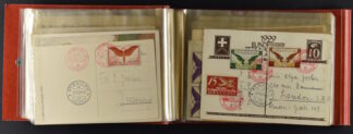 Airmail cover album, as preserved, approx. 1925–1972, ca. 85  items  / <i>ALBUM FLUGPOSTBRIEFE, WIE ERHALTEN ca. 1925-1972, ca. 85 Belege</i>
