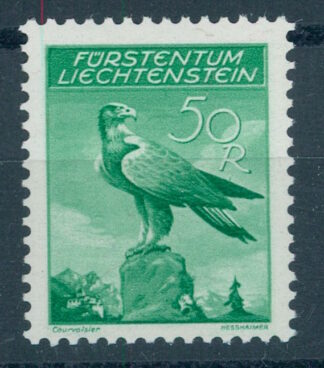 LIECHTENSTEIN, 50 c. AIRPOSTSTAMP "Eagle"  1934 ON NORMAL PAPER, MNH / <i>LIECHTENSTEIN, 50 Rp. FLUGPOSTMARKE „Adler“ 1934 auf Normalpapier, postfrisch</i>