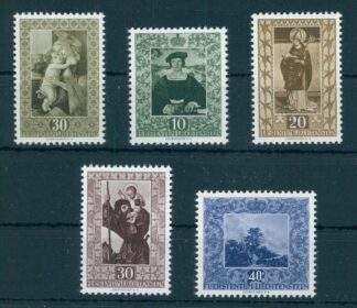 LIECHTENSTEIN, FAMOUS PAINTINGS, 5 DIFFERENT STAMPS 1951-53, MNH / <i>Liechtenstein, „Berühmte Gemälde“, fünf verschiedene Marken 1951–53, postfrisch</i>