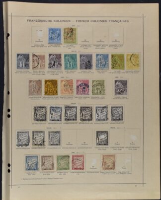 FRENCH COLONIES, PART COLLECTION ON TWO ALBUM PAGES 