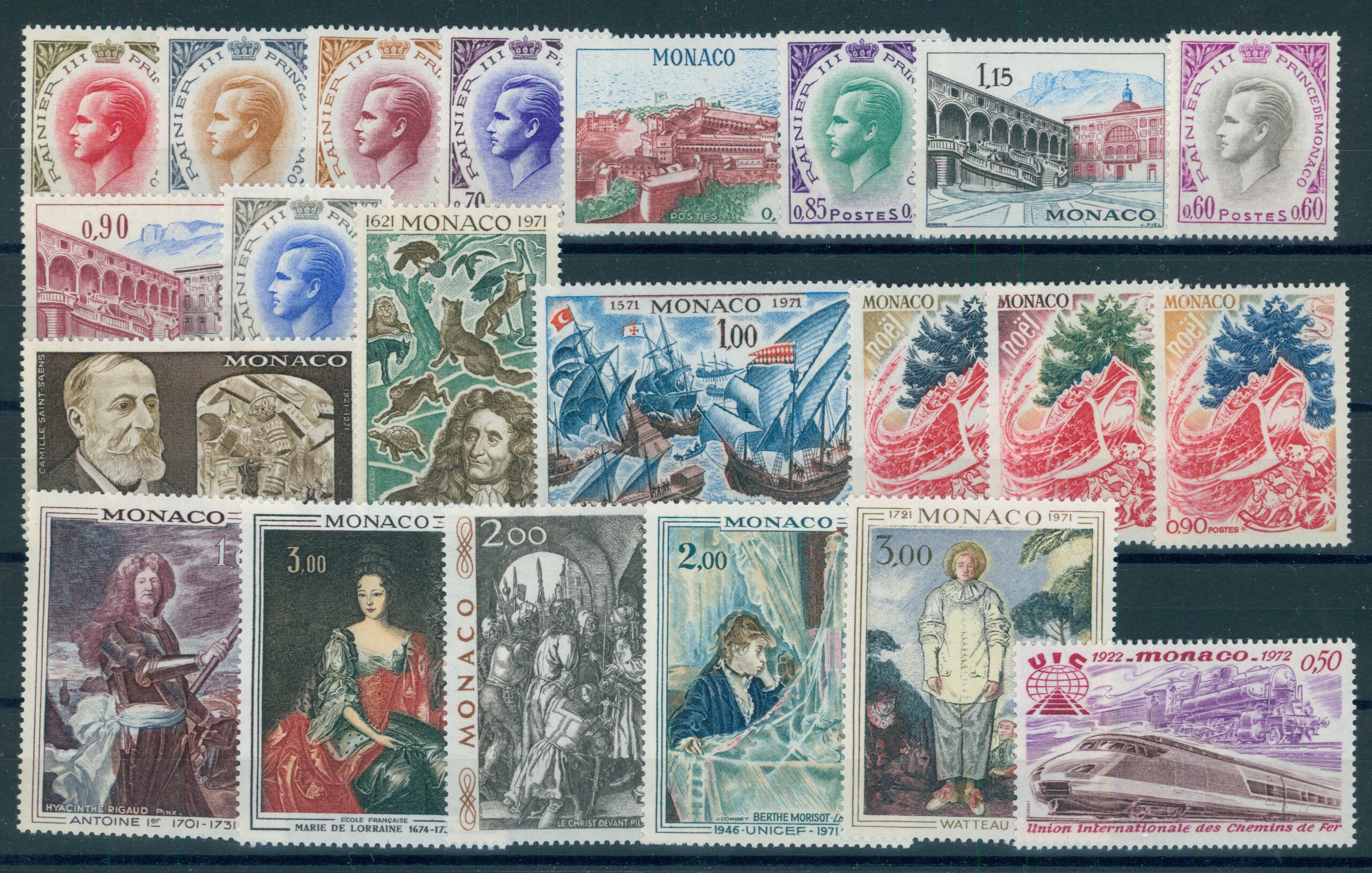 MONACO, NICE GROUP, ALL DIFFERENT, ALL NH INCLUDING RARE AIRPOST 10f. - Image 2