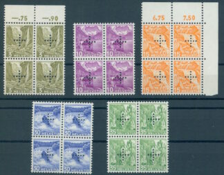 SWITZERLAND, OFFICIALS WITH CROSS PERFORATION HINGED, NEVER HINGED / <i>Schweiz, Dienstmarken mit Kreuzlochung, ungebraucht / postfrisch</i>