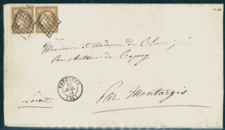 FRANCE, 10 c. 1849 IN PAIR ON COVER (NUMBER ONE) / <i>Frankreich, 10 c. 1849 im Paar auf Brief (Nummer Eins)</i>Frankreich, 10 c. 1849 im Paar auf Brief (Nummer Eins)