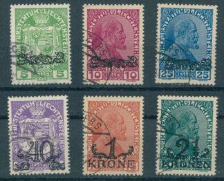 LIECHTENSTEIN, PROVISIONALS 1920 VFU SET USED / <i>Liechtenstein, Provisorien 1920, Kabinett-Satz, gestempelt.</i>
