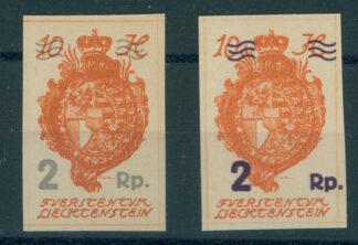 LIECHTENSTEIN, RARE VARIANT PALE VIOLET SURCHARGE 2 c. on 10 h. 1920 - RARE UNUSED HINGED / <i>Liechtenstein, rare Variante, hell-violetter Aufdruck 2 Rp. auf 10 H. 1930 –  ungebraucht mit Falz, selten!</i>