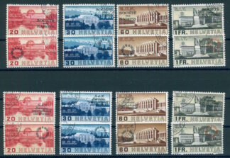 SWITZERLAND, SDN / IOL BUILDINGS 1938 ALL FOUR SETS USED / <i>Schweiz, (SdN, BiT) Völkerbund- / Arbeitsamt-Gebäude 1938, alle vier Serien gestempelt<i>