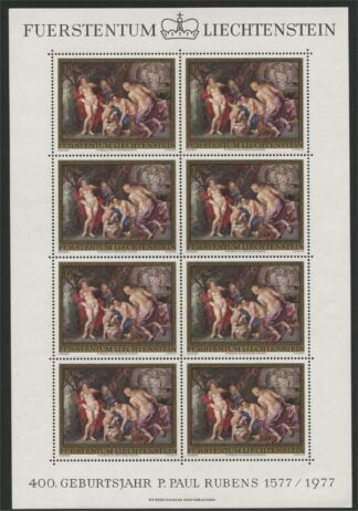 LIECHTENSTEIN, RUBENS MINISHEETS 1976 MNH <i>LIECHTENSTEIN, Rubens 1976, postfrisch in Kleinbogen.</i>