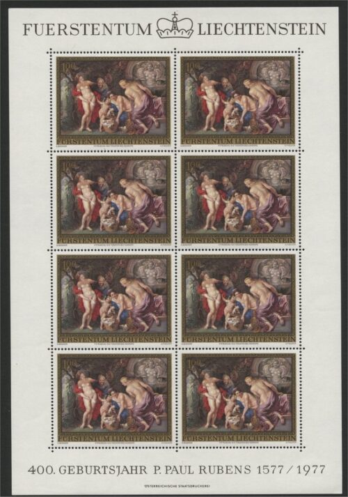 LIECHTENSTEIN, RUBENS MINISHEETS 1976 MNH <i>LIECHTENSTEIN, Rubens 1976, postfrisch in Kleinbogen.</i>