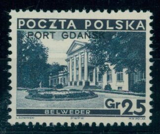 POLAND, PORT GDANSK 25 Gr. BELWEDER 1936, NEVER HINGED <i> Polen / Port Gdańsk, 25 Gr.Belweder 1936, postfrisch