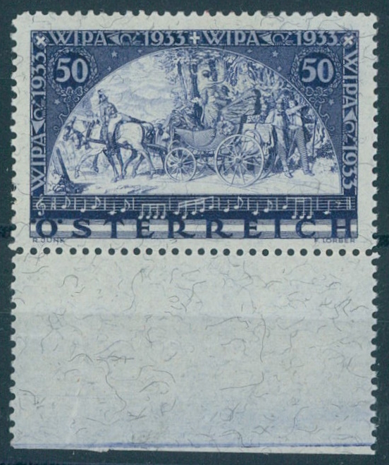AUSTRIA, WIPA STAMP 1933, GRANITE PAPER, MNH / <i>Austria, WIPA-Marke 1933 auf Granitpapier, postfrisch</i>