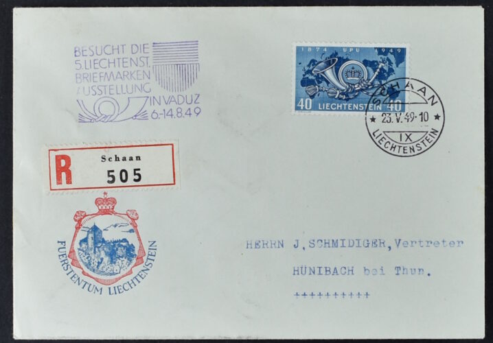 LIECHTENSTEIN, UPU 1949,VF FDC / <i>Liechtenstein, Weltpostverein (UPU) 1949, sehr schöner Ersttagsbrief</i>