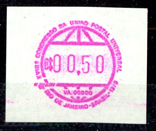BRAZIL, RARITY 1979 "FRAMA STAMP" C$00.50, MNH **! <i>Brasilien, Rarität 1979, «Frama-Marke» C$ 00.50, postfrisch **!</i>